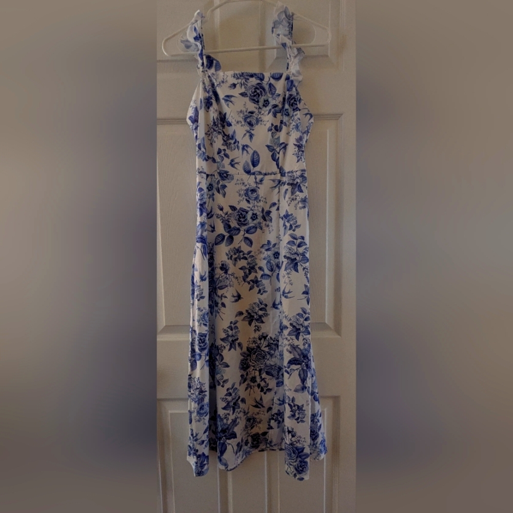SHEIN Blue Floral Midi Dress